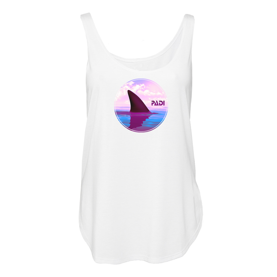 Women's Sunset Shark Fin Tank - White