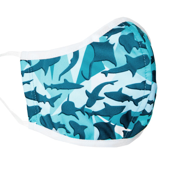 Mask - Geometric Shark Recycled Plastic Face Mask With Filter Pocket + 5 Filters