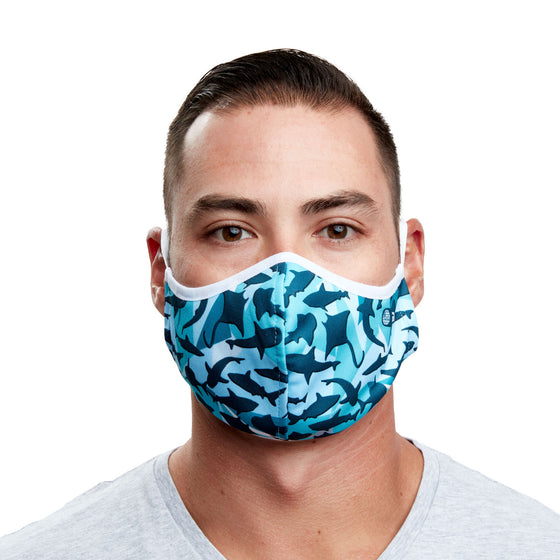 Mask - Geometric Shark Recycled Plastic Face Mask With Filter Pocket + 5 Filters