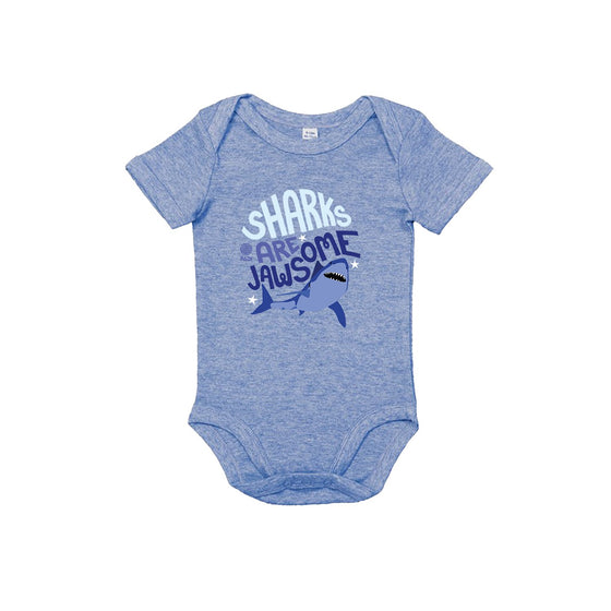 Great White Shark Organic Cotton Baby Onesie / Bodysuit – Dusty Blue