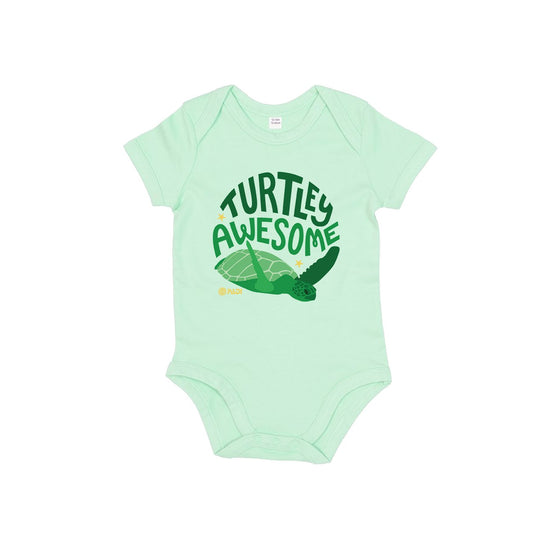 Sea Turtle Organic Cotton Baby Onesie / Bodysuit – Mint Green