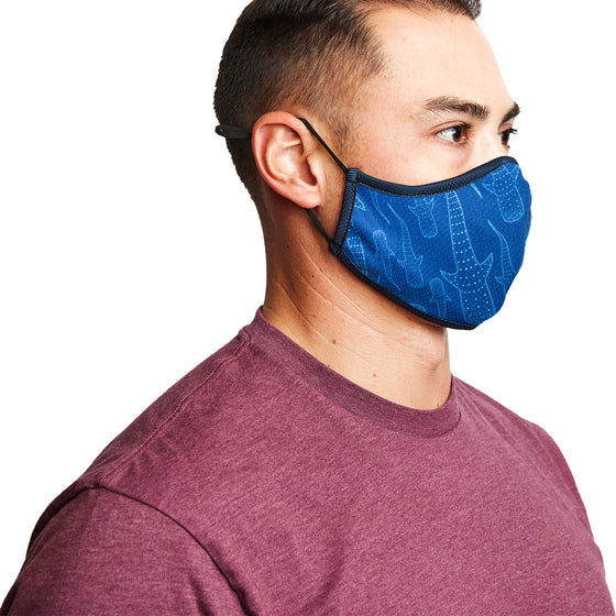 Whale Shark 3-Layer Face Mask made from Recycled Plastic w/ Filter Pocket