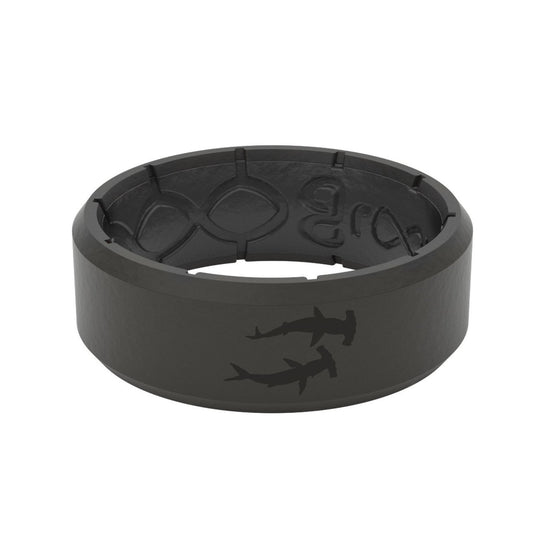 Hammerhead Shark Limited Edition Wide Edge Silicone Ring - Matte Black