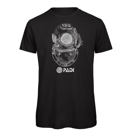 T-Shirt - PADI Vintage Diving Helmet Tee - Black